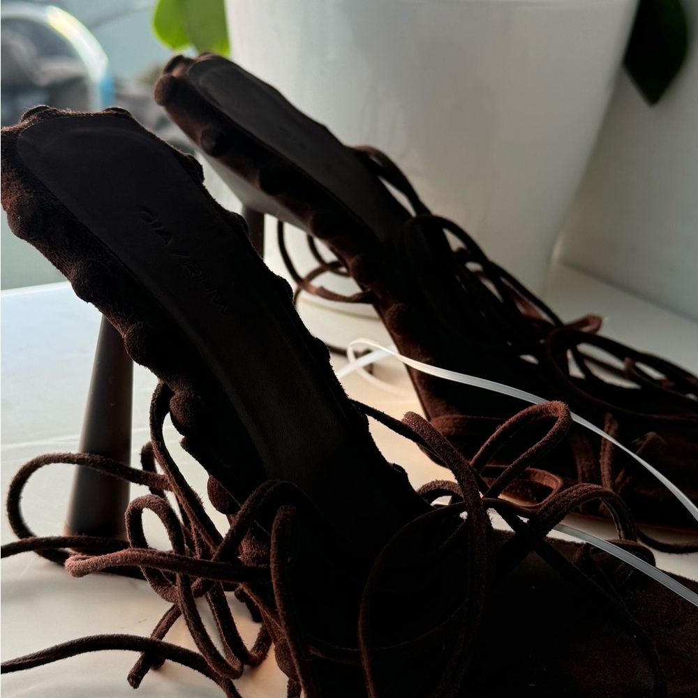 GIABORGHINI suede Brown Lace-Up Women's heels - Picture 5 of 8